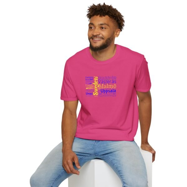 Swedish Flag City Names T-Shirt – Unisex Tee Representing Sweden Sizes XS to 5XL