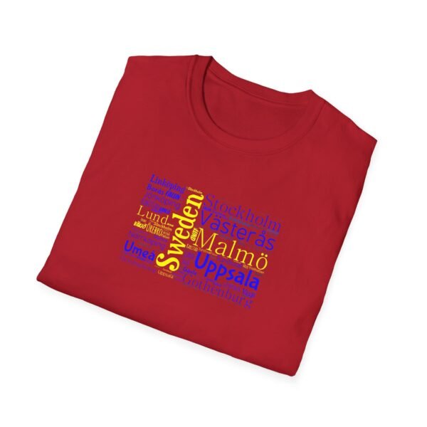 Swedish Flag City Names T-Shirt – Unisex Tee Representing Sweden Sizes XS to 5XL