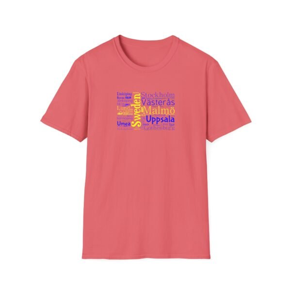 Swedish Flag City Names T-Shirt – Unisex Tee Representing Sweden Sizes XS to 5XL