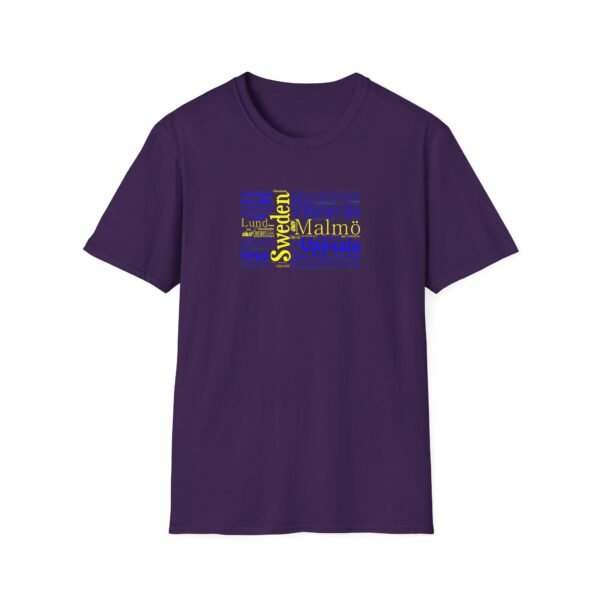 Swedish Flag City Names T-Shirt – Unisex Tee Representing Sweden Sizes XS to 5XL