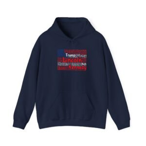 Patriotic American Flag Hoodie Featuring U.S. Presidents' Surnames Sizes S to 5XL