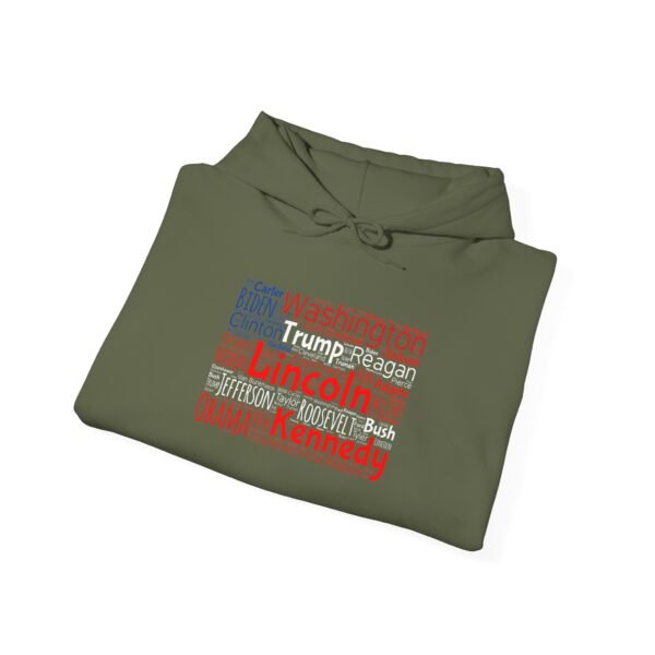 Patriotic American Flag Hoodie Featuring U.S. Presidents' Surnames Sizes S to 5XL