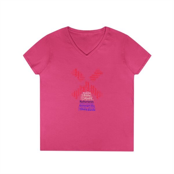 Netherlands Windmill Ladies V Neck T-Shirt – Dutch Cities Typography Tee | Unisex S–3XL