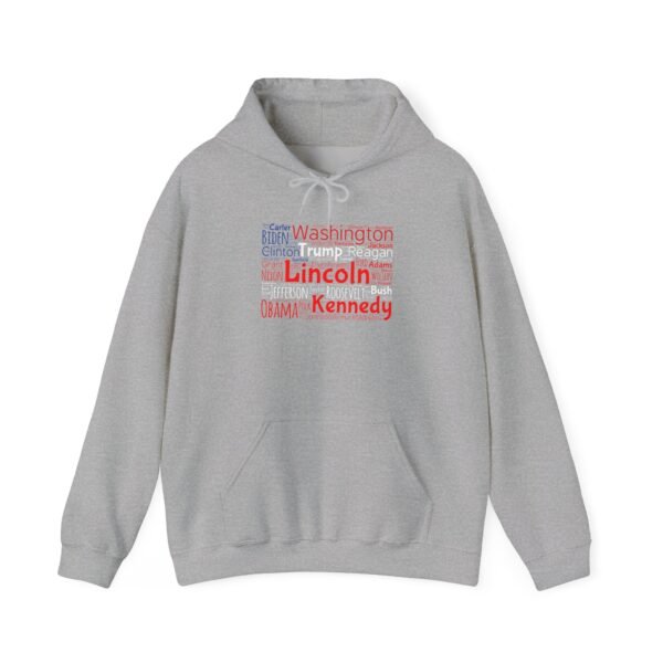 Patriotic American Flag Hoodie Featuring U.S. Presidents' Surnames Sizes S to 5XL