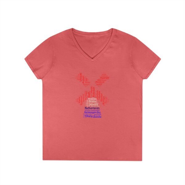 Netherlands Windmill Ladies V Neck T-Shirt – Dutch Cities Typography Tee | Unisex S–3XL