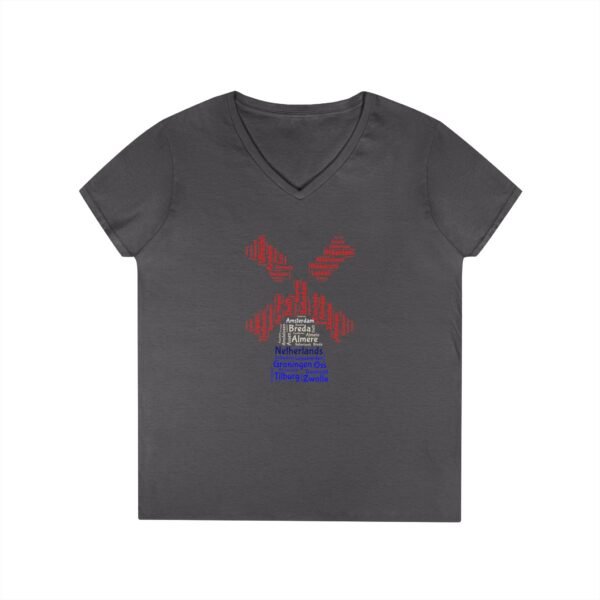 Netherlands Windmill Ladies V Neck T-Shirt – Dutch Cities Typography Tee | Unisex S–3XL