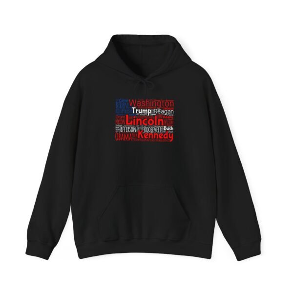 Patriotic American Flag Hoodie Featuring U.S. Presidents' Surnames Sizes S to 5XL