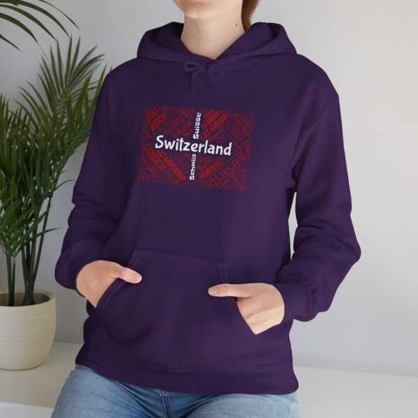 Switzerland Cities Unisex Hoodie Swiss Flag Word Art Design