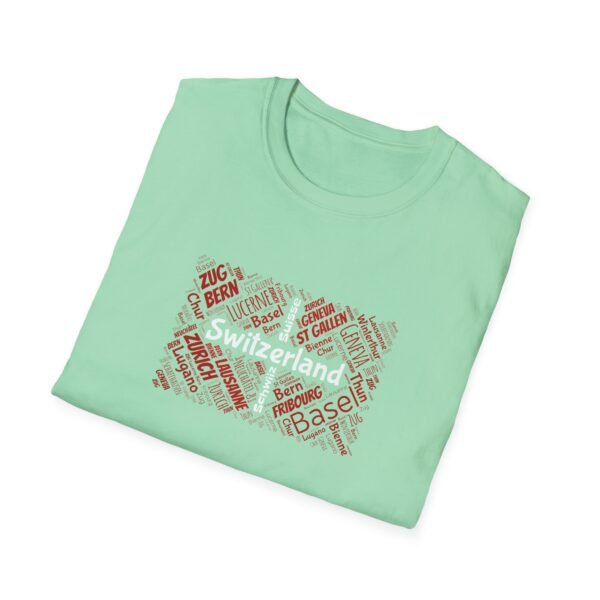 Switzerland Cities Unisex T-Shirt – Swiss Flag Word Art Design