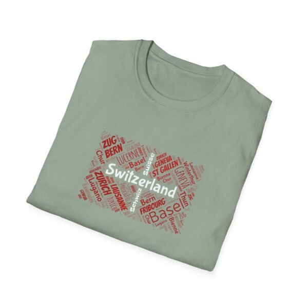Switzerland Cities Unisex T-Shirt – Swiss Flag Word Art Design