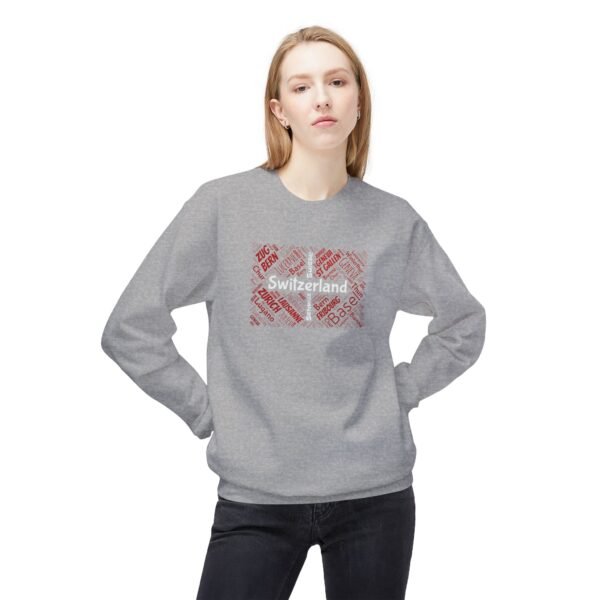 12347927401061518659_2048.jpeg Switzerland Cities Crew Neck Sweatshirt – Swiss Flag Word Art Design Sizes