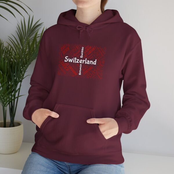Switzerland Cities Unisex Hoodie Swiss Flag Word Art Design