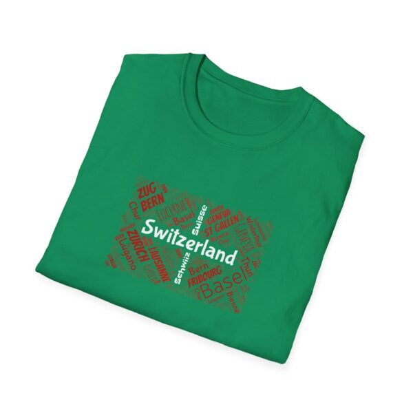Switzerland Cities Unisex T-Shirt – Swiss Flag Word Art Design