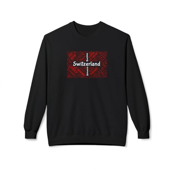 14929506455304685787_2048.jpeg Switzerland Cities Crew Neck Sweatshirt – Swiss Flag Word Art Design Sizes