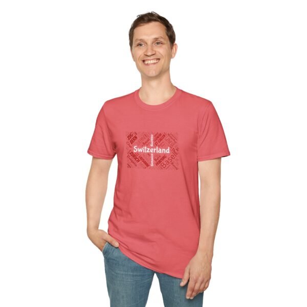 Switzerland Cities Unisex T-Shirt – Swiss Flag Word Art Design