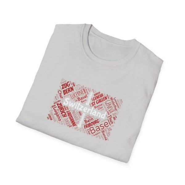 Switzerland Cities Unisex T-Shirt – Swiss Flag Word Art Design