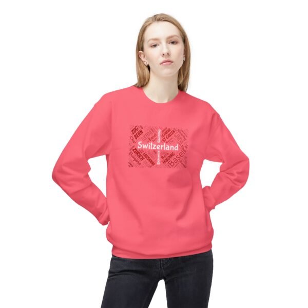 16316895144672155067_2048.jpeg Switzerland Cities Crew Neck Sweatshirt – Swiss Flag Word Art Design Sizes