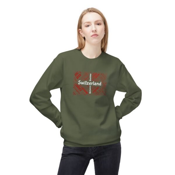 17043455923276469174_2048.jpeg Switzerland Cities Crew Neck Sweatshirt – Swiss Flag Word Art Design Sizes