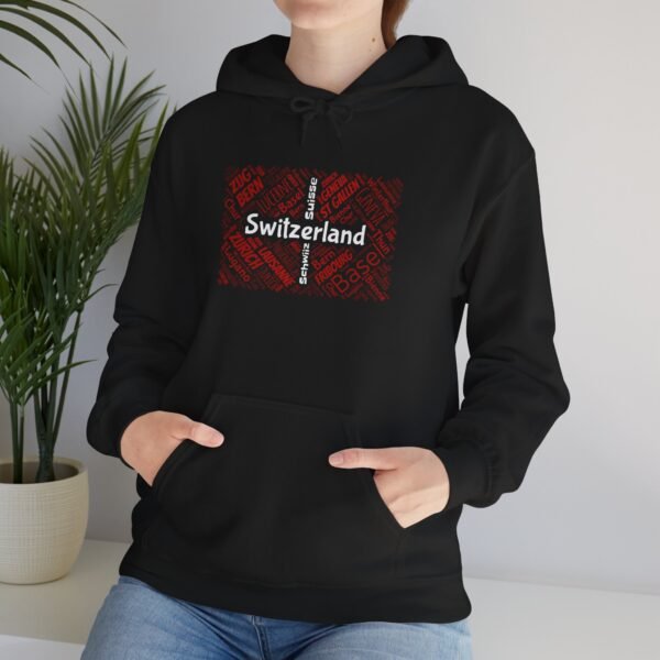 Switzerland Cities Unisex Hoodie Swiss Flag Word Art Design