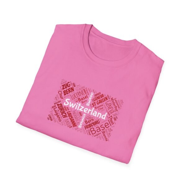 Switzerland Cities Unisex T-Shirt – Swiss Flag Word Art Design