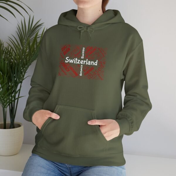 Switzerland Cities Unisex Hoodie Swiss Flag Word Art Design