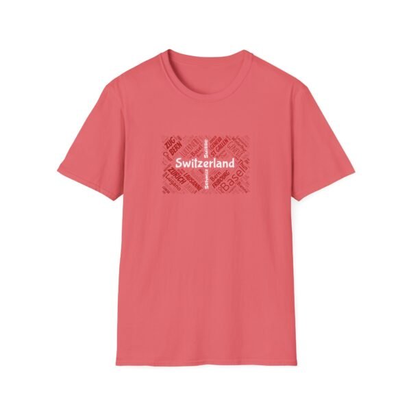 Switzerland Cities Unisex T-Shirt – Swiss Flag Word Art Design