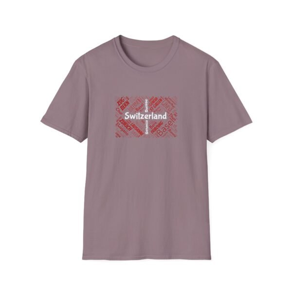 Switzerland Cities Unisex T-Shirt – Swiss Flag Word Art Design