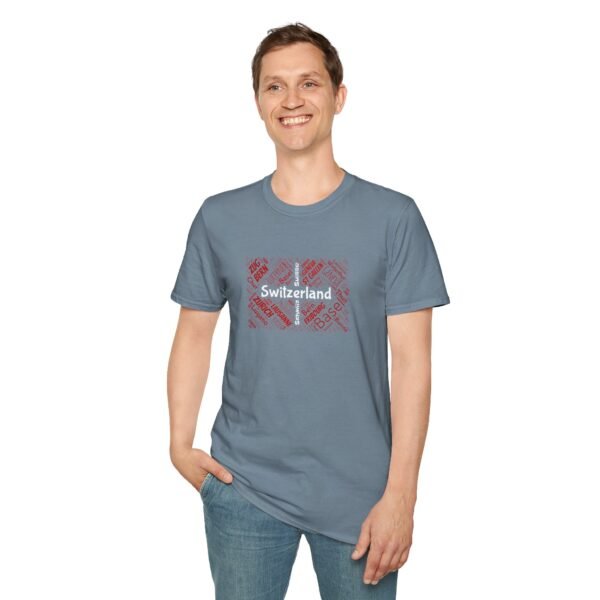 Switzerland Cities Unisex T-Shirt – Swiss Flag Word Art Design
