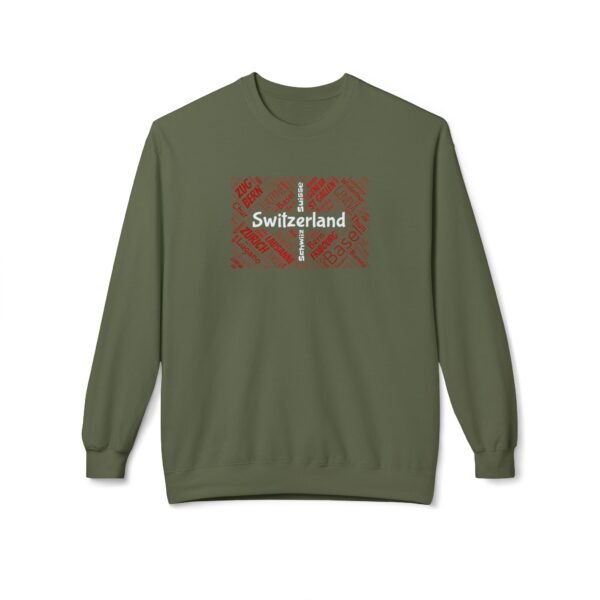 9002629767601984657_2048.jpeg Switzerland Cities Crew Neck Sweatshirt – Swiss Flag Word Art Design Sizes