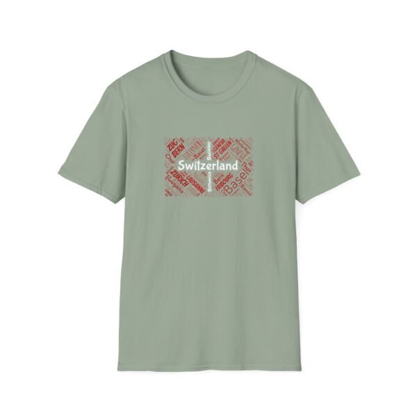 Switzerland Cities Unisex T-Shirt – Swiss Flag Word Art Design