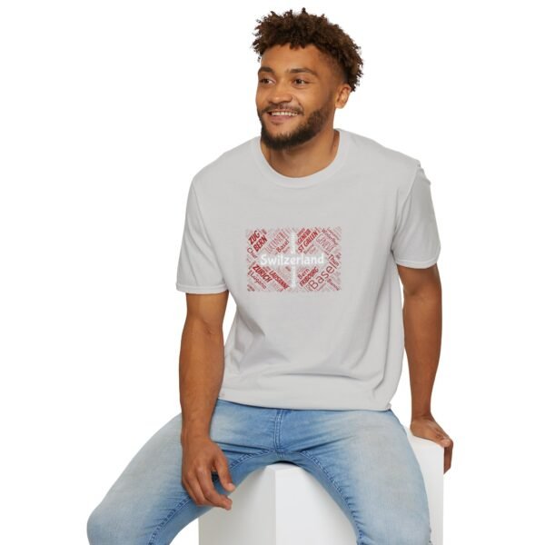 Switzerland Cities Unisex T-Shirt – Swiss Flag Word Art Design